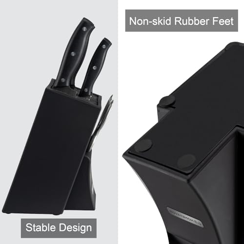 G.a HOMEFAVOR Universal Knife Block with Removable Plastic Bristles, Black