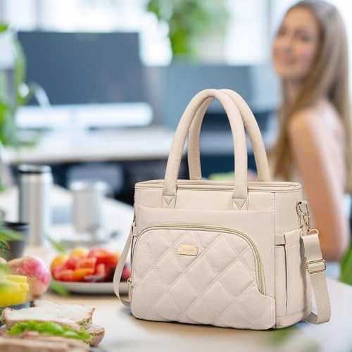 Artelaris Lunch Bag Women, Adult Insulated Lunch Box, Leakproof Lunch Cooler Bag, Reusable Large Lunch Cooler for Work, Picnic, Travel (Beige)