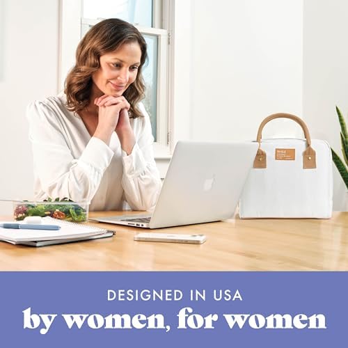 Fit & Fresh Lunch Bag For Women, Insulated Womens Lunch Bag For Work, Leakproof & Stain-Resistant Large_Lunch Box_For Women With Containers, Zipper Closure Bloomington_Bag, Ivory Woven (Pack of 4)