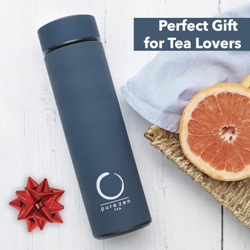 Pure Zen Tea Insulated Tea Infuser Bottle, 15 oz, Tea Thermos with Infuser