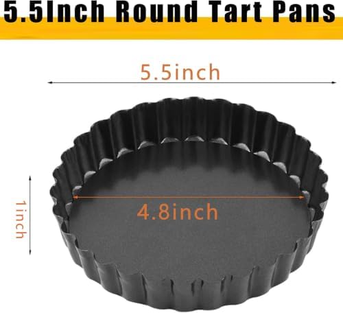 RICHSC-PAN Mini Tart Pan 6PCS, 5.5 Inch Deep Tart molds Removable Bottom.