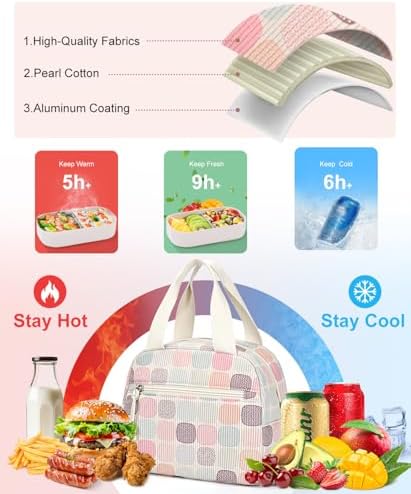 Lunch Bag for Women, Corduroy Large Insulated Lunch Box