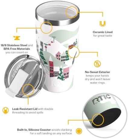RTIC 30oz Essential Tumbler with Lid, Ceramic Lined, Apres Ski