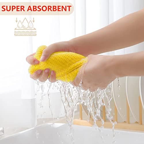 Homaxy 100% Cotton Waffle Weave Kitchen Dish Cloths 8-Pack, Yellow