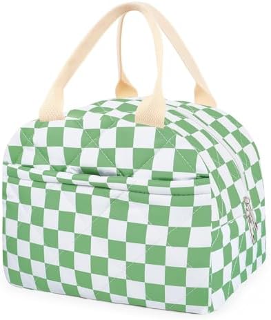 Cotton Quilted Insulated Lunch Bag, Reusable Quilted Floral Lunch Tote Bags