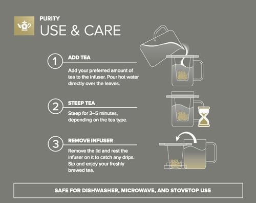 Teabloom Patent-Pending Purity Glass Tea Infuser with Lid – 3.3 Borosilicate, Laser-Perforated Filter, Universal Fit for Cups & Teapots, Toxin-Free Brewing for Whole-Leaf Tea