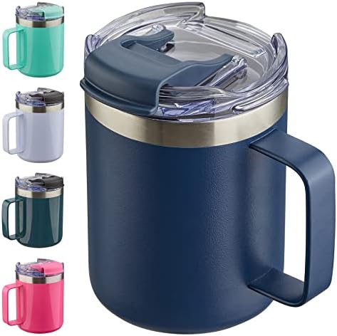 12oz Insulated Travel Coffee Mug with Handle, Navy