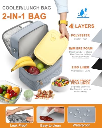 Capolo Lunch Bag for Women Men Insulated Lunch Tote Leakproof Lunchbox Bags