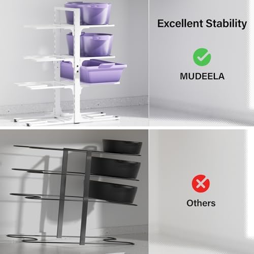 MUDEELA 8-Tier Heavy Duty Pots and Pans Organizer for Cabinet, 20.8"H White