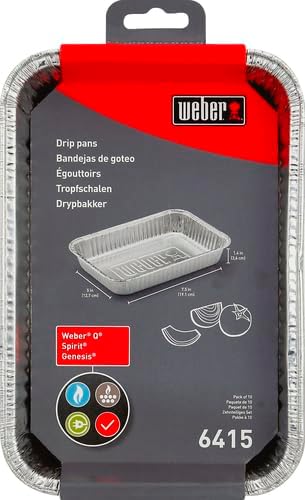 Weber Aluminum Drip Pans,Compatible Gas Grills,Small (Pack of 10)