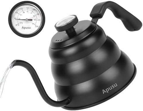 Tea Kettle For Stovetop,Pour Over Tea Coffee Kettle,Thermometer,Black,28oz