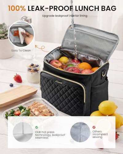 LOVEVOOK Lunch Box for Women, Wide Opening Cute Insulated Lunch Box Bag