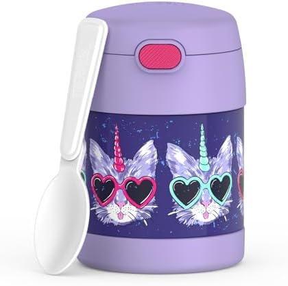 THERMOS FUNTAINER Kids Food Jar with Spoon, 10oz, Cool Caticorns