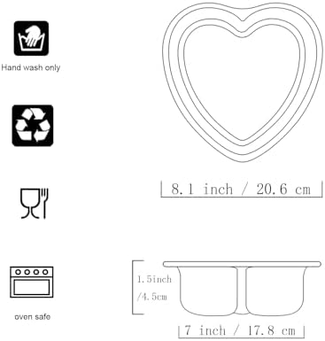 Heart Shaped Cake Pans, 7 x 2 Inch, Set of 3, Aluminum