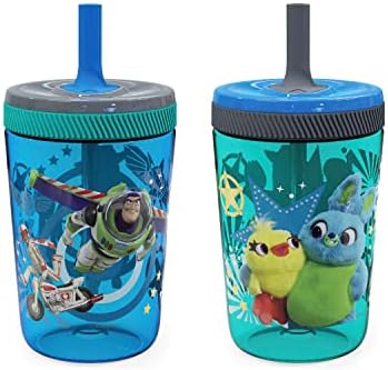 Zak Designs Kelso 15 oz Tumbler Set (Toy Story 4 - Woody & Buzz 2pc Set) Toddlers Cup Leak-Proof Screw-On Lid with Straw Made of Durable Plastic and Silicone, Perfect Bundle for Kids