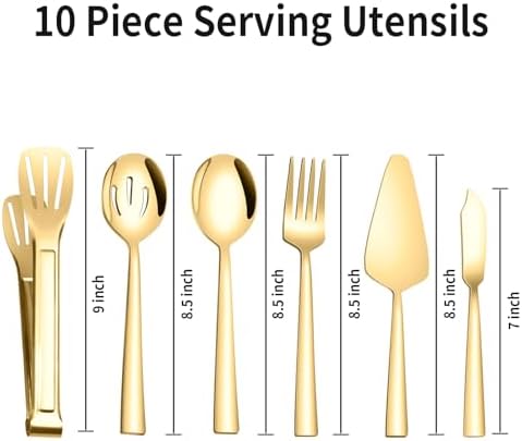 Stainless Steel Serving Utensils, 10PCS Serving Utensils Flatware Set