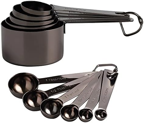 16 Pcs Stainless Steel Measuring Cups & Spoons Set, Black