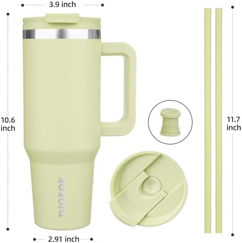 BJPKPK 40 oz Insulated Tumbler with Handle & Straw, Stainless Steel