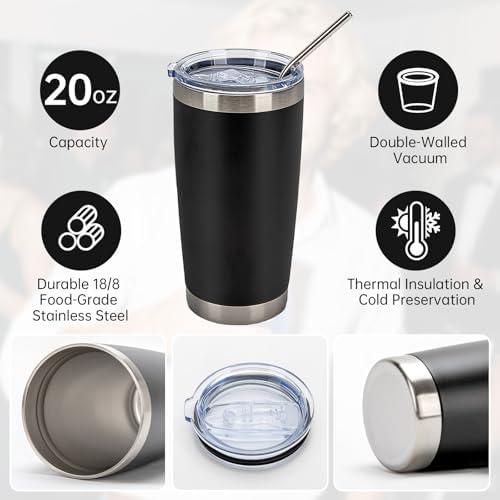 IEOVIEE 32 Pack 20oz Stainless Steel Insulated Bulk Tumblers with Lid&Straw