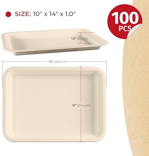 SPARGOS 14 Inch Rectangle Paper Trays, 100 Pack Crawfish and BBQ