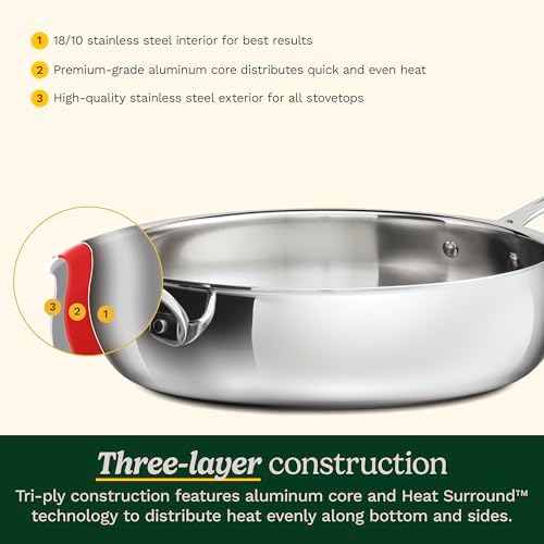 Cuisinart PureClad™ Triple Ply Stainless Steel 5.5 Qt. Saute Pan w/Cover
