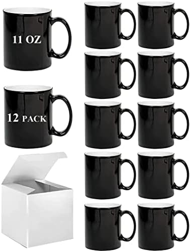 ABBSH Color Changing Coffee Mugs, Sublimation Mugs Magic Mugs Tazas Magicas Para Sublimacion Cups Heat Sensitive Coffee Mugs 11 OZ Set of 12