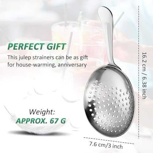 Boao 4 Pack Julep Strainers Stainless Steel Strainer Cocktail Spoon, Silver