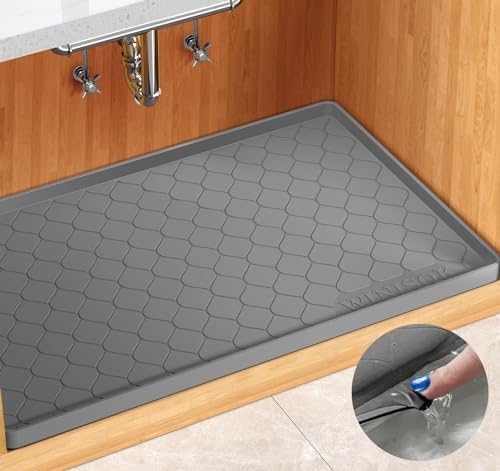 Winisok Waterproof Under Sink Mat 22" x 22", Silicone Mat, Dark Gray