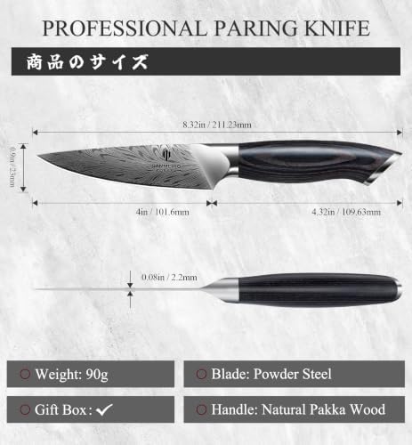 Kitchen Paring Knife 4“, Japanese Powder Steel 63 HRC
