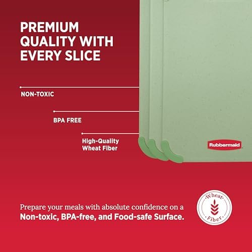 Rubbermaid 3pc Reversible Wheat Fiber Cutting Board Set | BPA Free Non Toxic Cutting Boards for Kitchen – Dishwasher Safe, Non-Slip Corners & Lightweight | For Meat, Veggies & Fruits