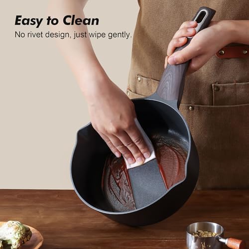 SENSARTE Nonstick Sauce Pan with Lid, 2.0 Quart Small Saucepan, Multipurpose Cooking Pot with Stay Cool Handle, Non toxic Sauce Pot, Non stick Small Pot, Sauciers, Induction Comptable, PFOA Free