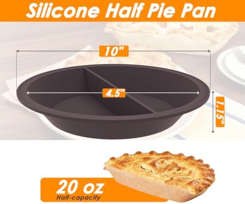 Webake 9 Inch Divided Pie Pan, Platinum Silicone Pie Mold, Round Pie Plate for Baking, Two Flavors in One Pan
