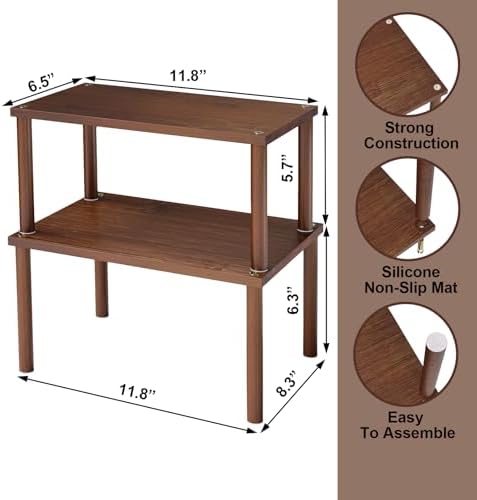 VERTORGAN 2 Pack Cabinet Organizer Shelf,Bamboo Countertop(Medium,Brown)