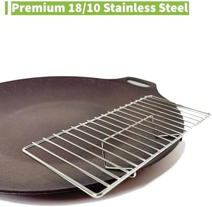 TECHEF - 14-inch Nonstick Round Griddle Grill Pan for Korean BBQ/Teppanyaki Pan, Tawa, Roti Pan/Induction Ready/Made in Korea (Griddle with Rack)