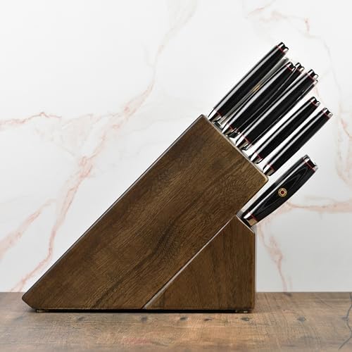 Enso SG2 18 Piece Knife Set - Made in Japan - 101 Layer Stainless Damascus with Dark Ash Knife Block