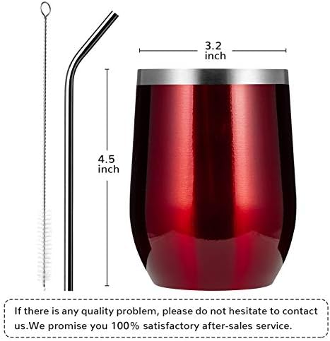 MEWAY Stemless 12oz Wine Tumbler Glasses with Lid -Insulated Double Wall Vacuum Stainless Steel Travel Tumbler with Straw,for Woman Under 10 dollars (Burgundy,1)