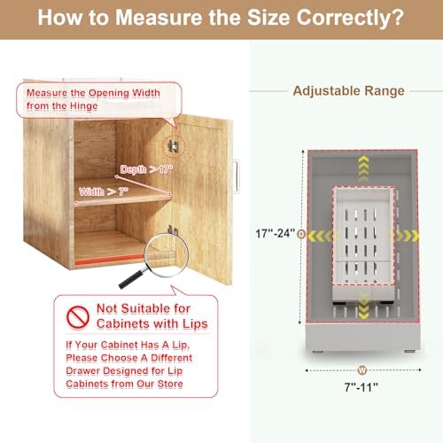Fokyfok 2Pc Pull out Cabinet Organizer,7"-11"W,17"-24"D,Expandable