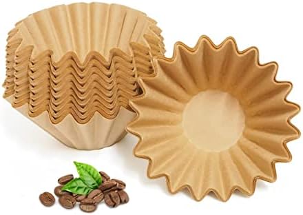 2-5 Cup Coffee Filters, Pack of 100 Unbleached Coffee Filters 5 Cup, Thicken Natural Coffee Filter Basket for Commercial, Home Coffee Maker, Pour Over Coffee Kit (Brown, W02)