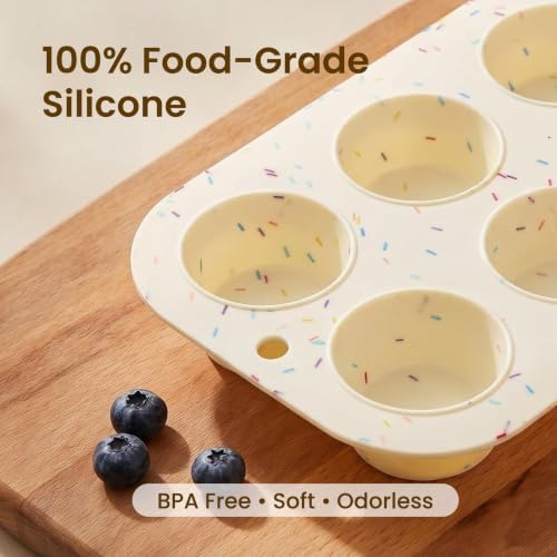 4 Pack Silicone Muffin Pan for Baking, Regular Size Nonstick Cupcake Pan, 6-Cup Silicone Muffin Tin BPA Free Dishwasher Safe, Great for Muffin Cupcake Brownie Egg Tart