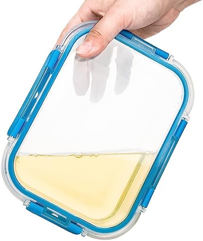 FAWLES 12 Pack Glass Meal Prep Containers with Airtight Lids, Leak-Proof Food Storage Containers, Dishwasher/Microwave/Oven/Freezer Safe Glass Containers for Lunch, Leftovers, to Go (Blue)
