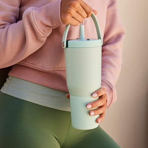 BrüMate Resa 35oz 100% Leakproof Travel Tumbler with Handle & Straw | Flexible SoftSip Straw | Silicone Sleeve for Durability | Stainless Steel | Cup Holder & Travel Friendly Water Bottle | (Eclipse)