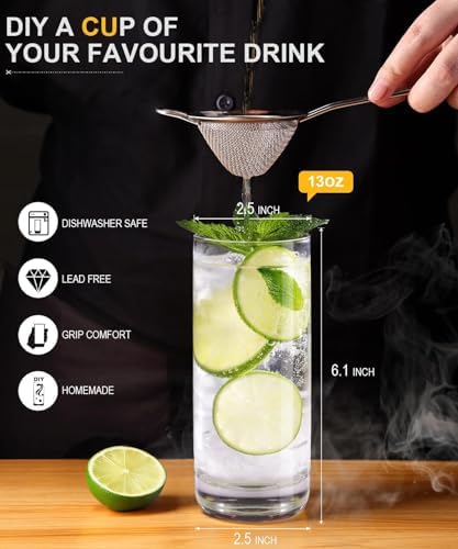Drinking Water Glass Cups Set,Crystal Highball Glasses cups set of 8,13oz