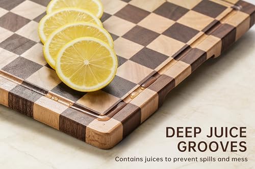 Checkered Cutting Boards for Kitchen, Wooden Chopping Board