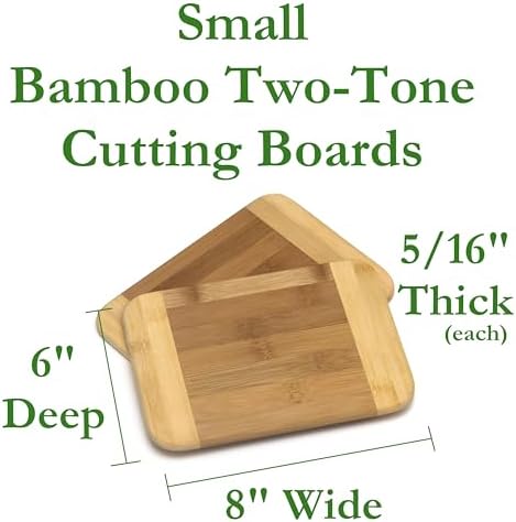 Lipper International Bamboo Wood Two-Tone Kitchen Cutting and Serving Board, Small, 8" x 6" x 5/16", Set of 12