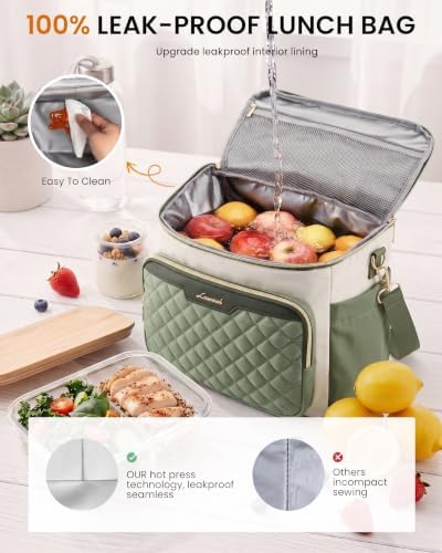 LOVEVOOK Lunch Box for Women, Wide Opening Cute Insulated Lunch Box Bag