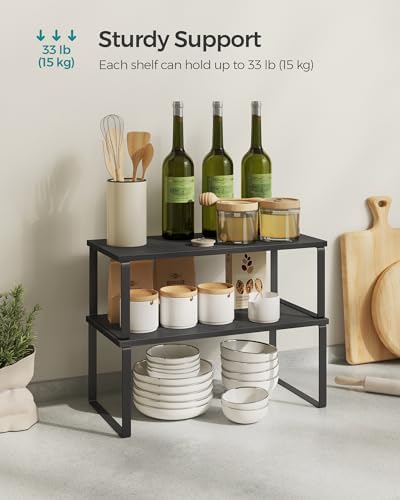 SONGMICS Cabinet Organizer Shelf, Set of 4 Spice Rack, Kitchen Storage