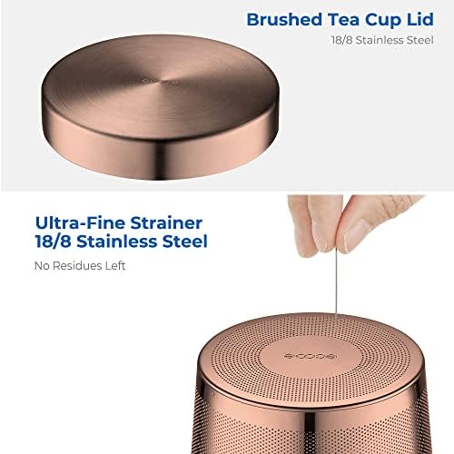 ecooe 16.9oz Glass Tea Cup with Infuser and Lid 430ml(Use Capacity), Bronze