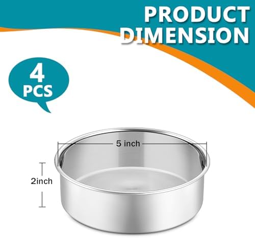 P&P CHEF 5 Inch Cake Pan Set of 4, Stainless Steel Round Cake Pans Tins
