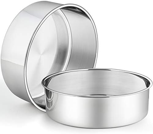P&P CHEF 9.5 Inch Cake Pans Set, 2Pcs Stainless Steel Round Baking Pan