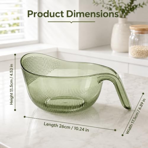 2-In-1 Rice Washing Strainer Bowl, Food‑Grade Plastic with Ergonomic Handle